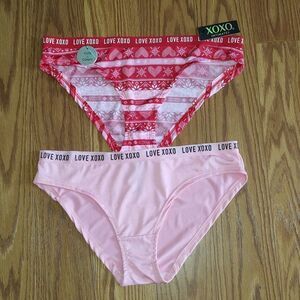 XOXO 2 pk underwear   pink  and heart snowflake  Sz M  NWT